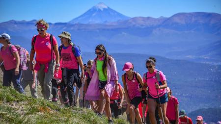 More than 350 people climbed Mount Teta to raise awareness about breast cancer