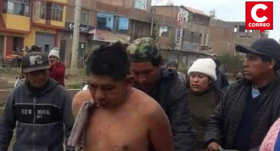 Puno: Neighbors punish an alleged thief accused of stealing a vehicle in San Miguel