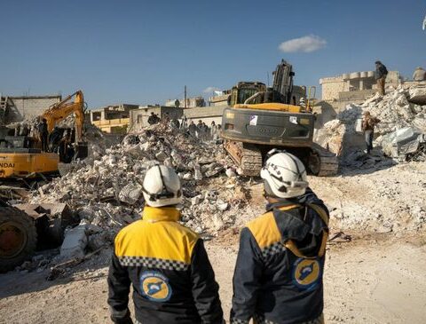 White helmets and blue helmets, in lower case