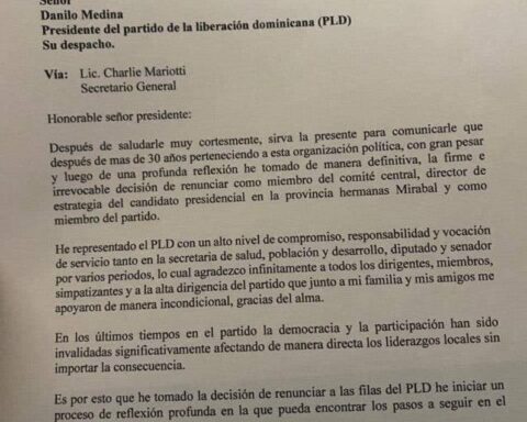 Letter sent by Luis René Canaán to the leadership of the PLD