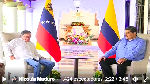 Maduro receives President Petro at the Aquiles Nazoa Cultural House