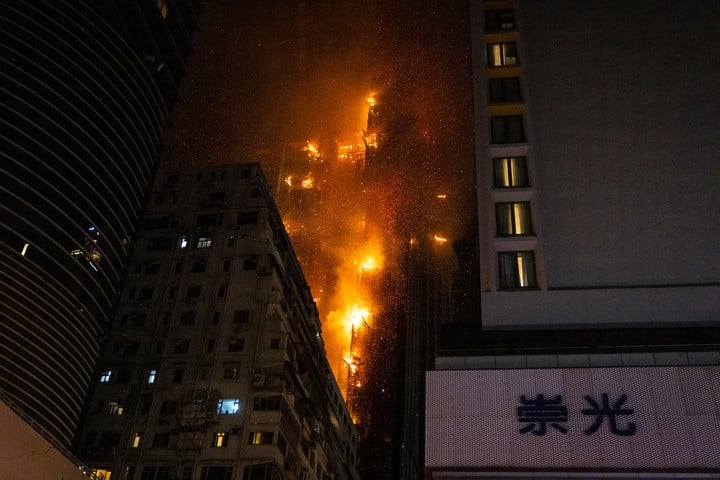 Shocking fire at a skyscraper under construction in Hong Kong