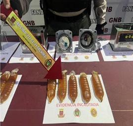 They seized 15 condoms filled with liquid cocaine