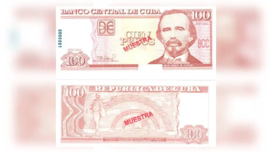 Nuevo billete de 100 pesos cubanos, código Braille