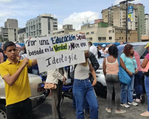 Group of representatives protest against educational curriculum that includes sexual diversity