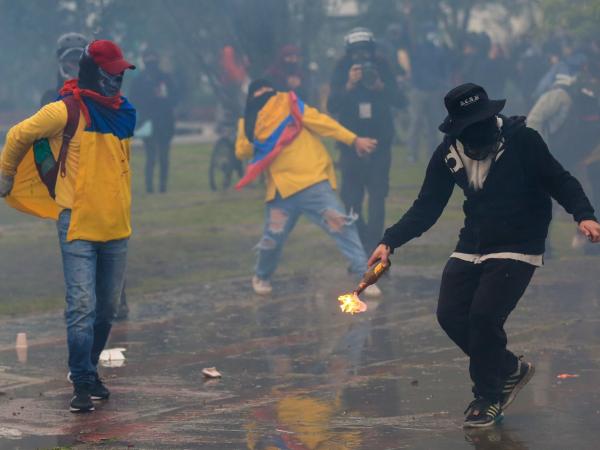 Clashes at a student protest in Bogotá on Friday left five injured