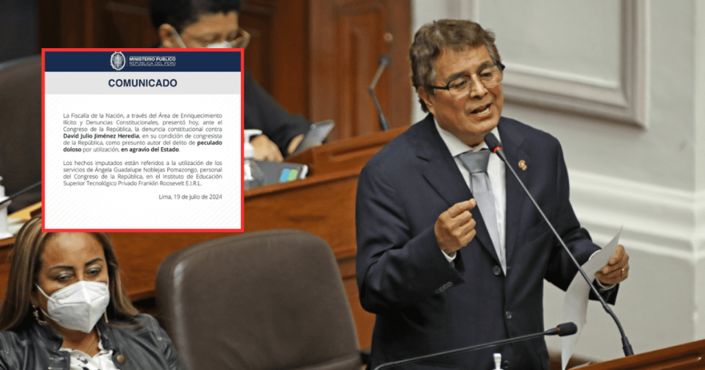 Fuerza Popular: Constitutional complaint filed against Congressman David Jiménez for the crime of embezzlement