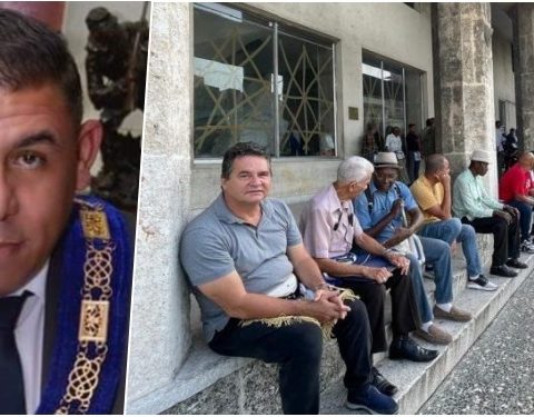 Mario Urquía Carreño / Masones en las afueras de la Gran Logia de Cuba este martes