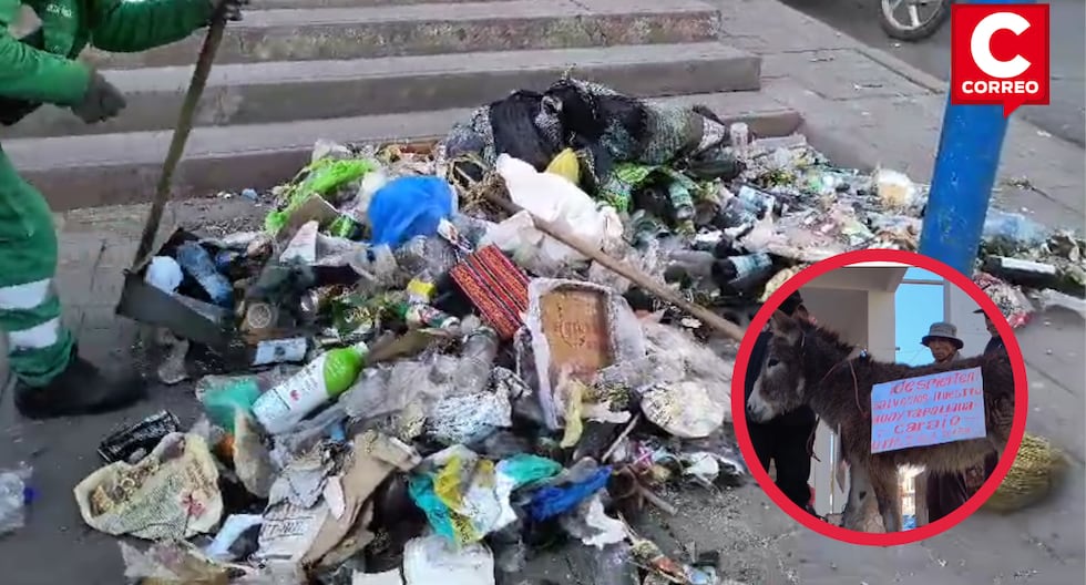 Citizens protest with garbage in the Regional Government of Junín due to contamination of the Huaytapallana