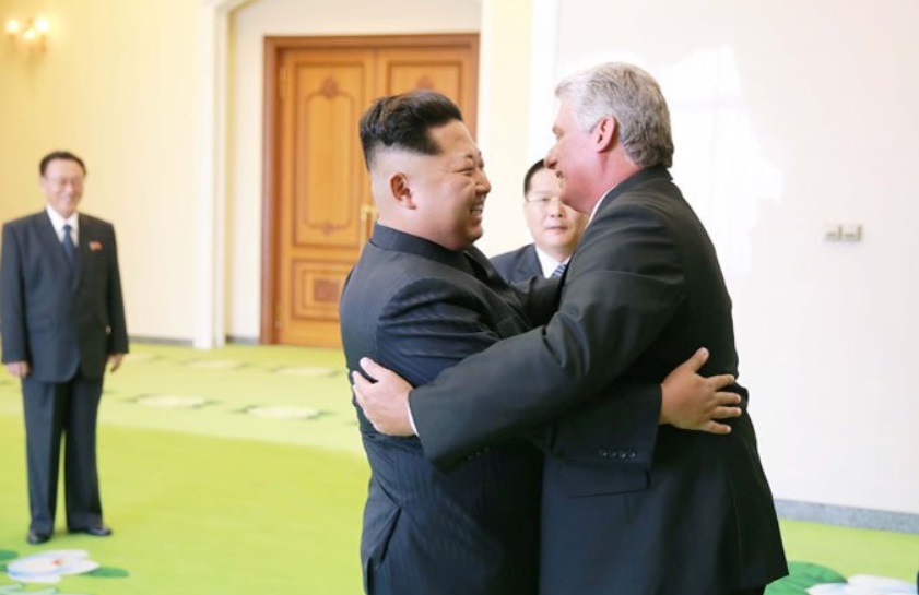 Miguel Díaz-Canel y Kim Jong Un en Corea del Norte