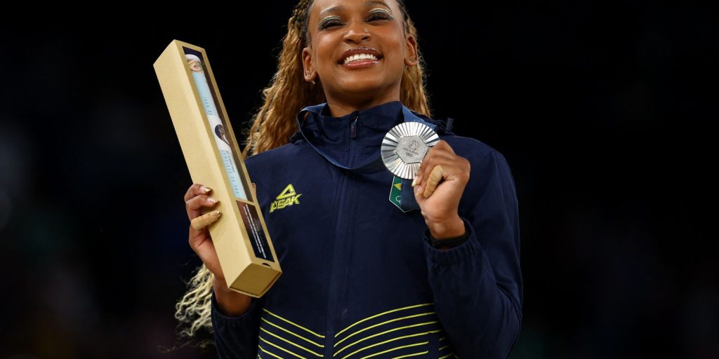 Rebeca Andrade wins silver in the vault final at the Paris Games