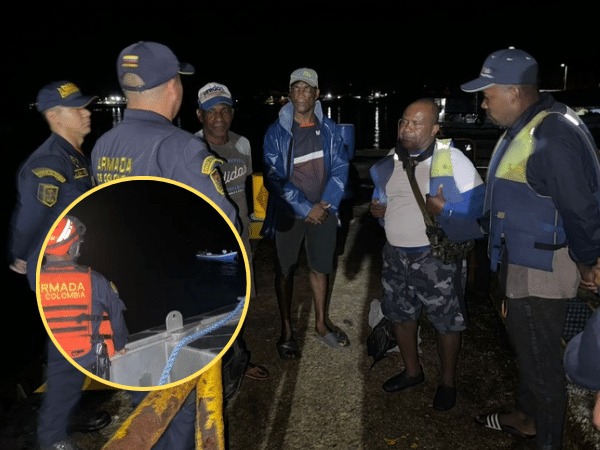 Successful rescue of four fishermen who were adrift in a boat in Chocó