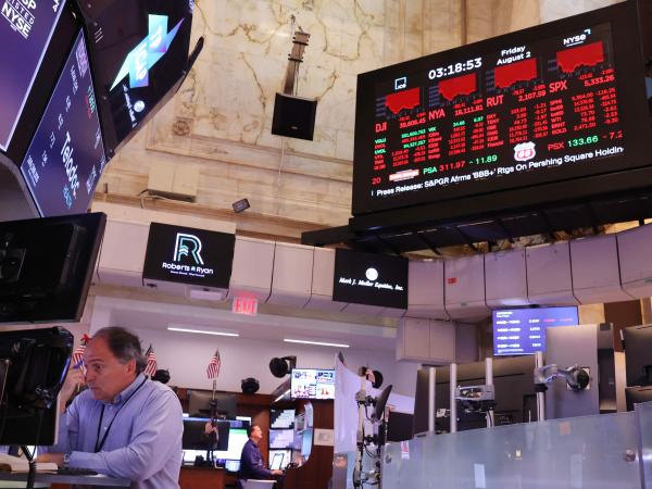 Wall Street follows the lead of world stock markets and started Monday with a sharp drop