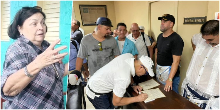 Caridad Diego / Masones cubanos durante una protesta en la sede de la Gran Logia, el pasado 25 de julio