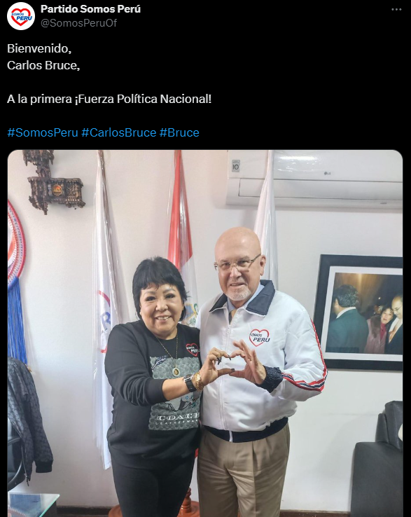 Carlos Bruce joins Somos Perú: Mayor confirmed his affiliation with a view to the 2026 Elections