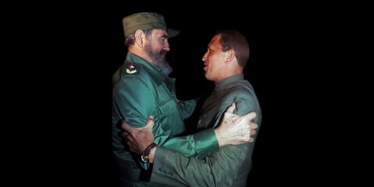 Primer encuentro de Fidel Castro y Hugo Chávez en La Habana, en 1994