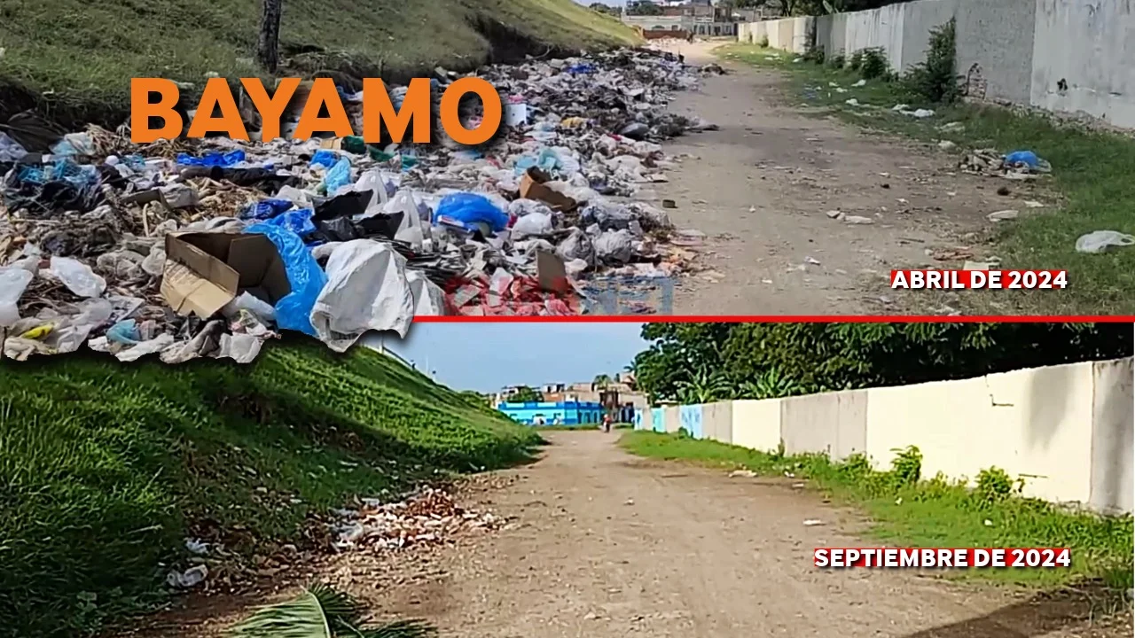 Antes y después del microvertedero en el barrio Pedro pompa, de Bayamo