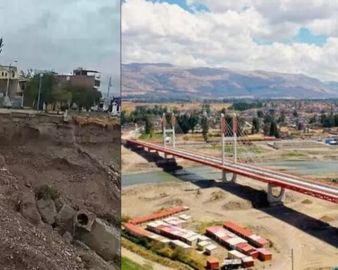 Huancayo: Drain diversion eats away at the land on the seawall in the Ribera sector