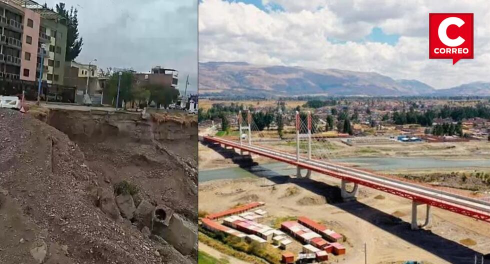 Huancayo: Drain diversion eats away at the land on the seawall in the Ribera sector