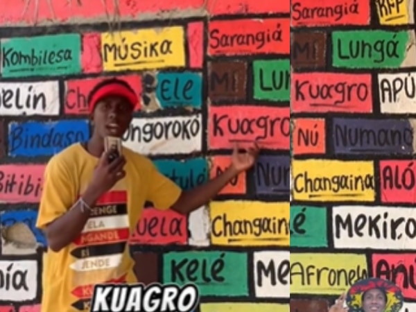 «Kombilesa», «Saranguiá», «Kutú»: words in the Palenquera language, which are only spoken in this town in Colombia