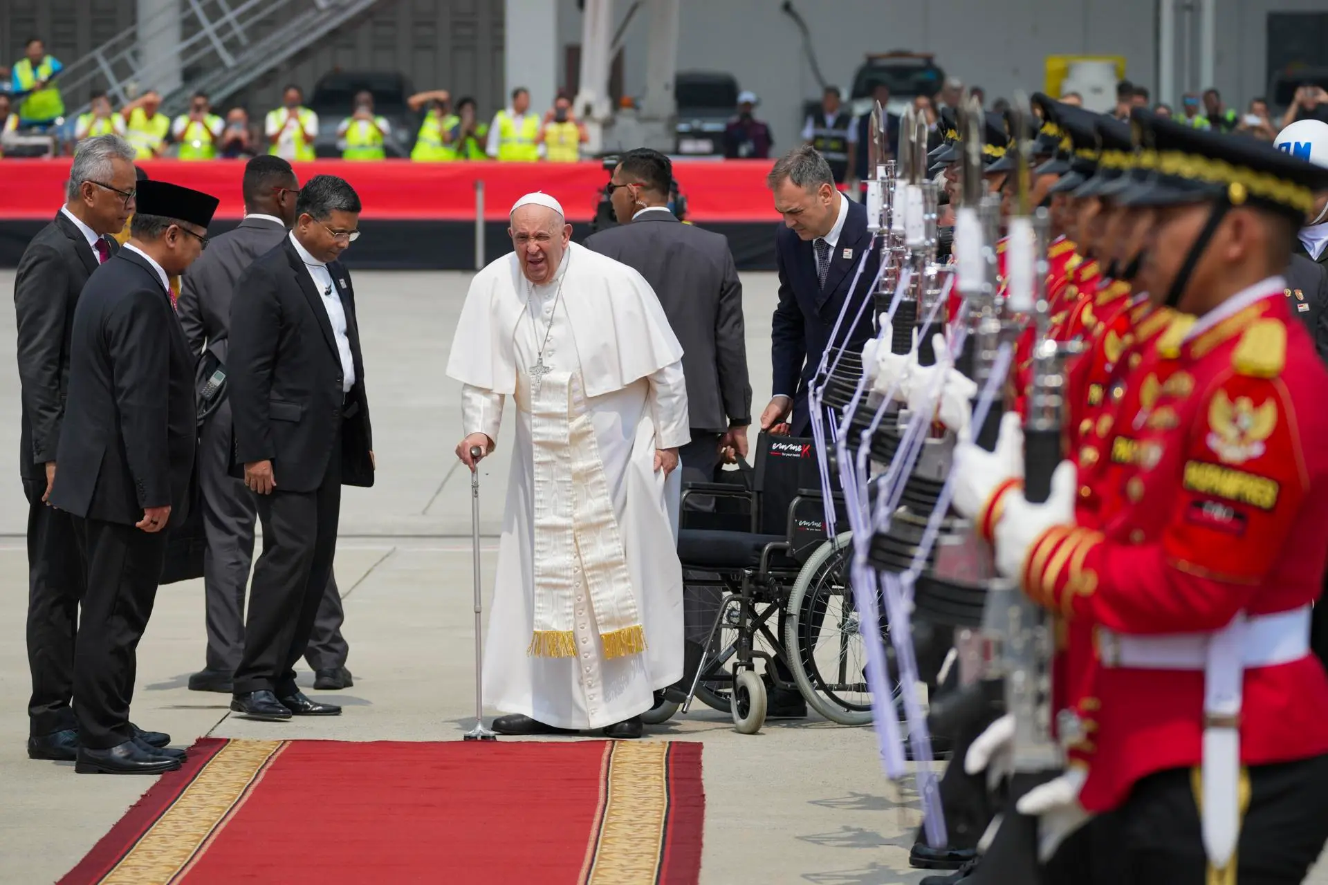 Pope Francis arrives in Papua New Guinea, his first time in Oceania