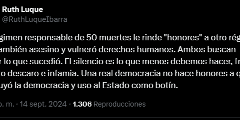 Ruth Luque on “state honours” awarded by Boluarte to Fujimori: “Both seek to erase what happened”