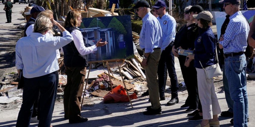 Biden walks through the streets of Florida, as debris accumulates after Milton passes