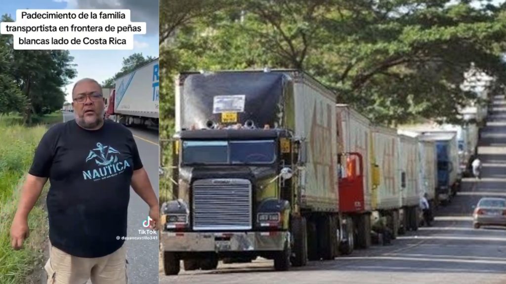 Cargo transporters denounce inefficiency of border control in Peñas Blancas, which causes lines of 25 kilometers of trucks