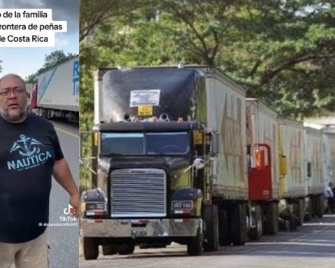 Cargo transporters denounce inefficiency of border control in Peñas Blancas, which causes lines of 25 kilometers of trucks