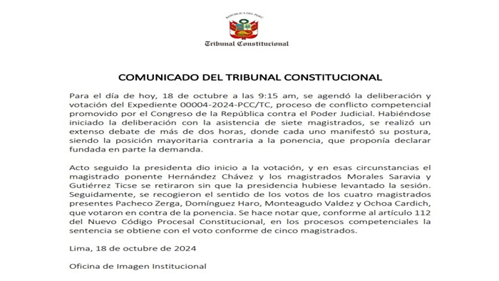 Congress loses jurisdictional lawsuit against the PJ for disqualification of Inés Tello and Aldo Vásquez