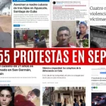 Collage de reportes de crímenes y protestas en septiembre de 2024 en Cuba