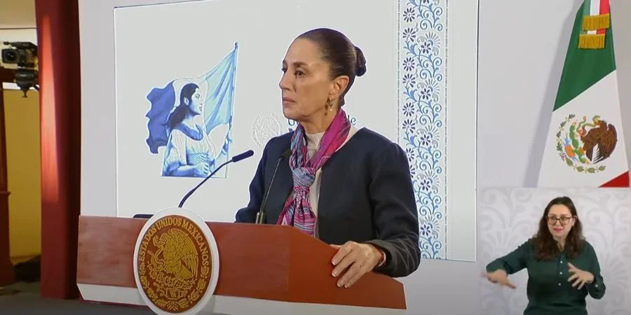 La presidenta de México, Claudia Sheinbaum, durante su conferencia de prensa mañanera este miércoles