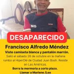 Reportan desaparecido al señor Francisco Alfredo Méndez de 60 años