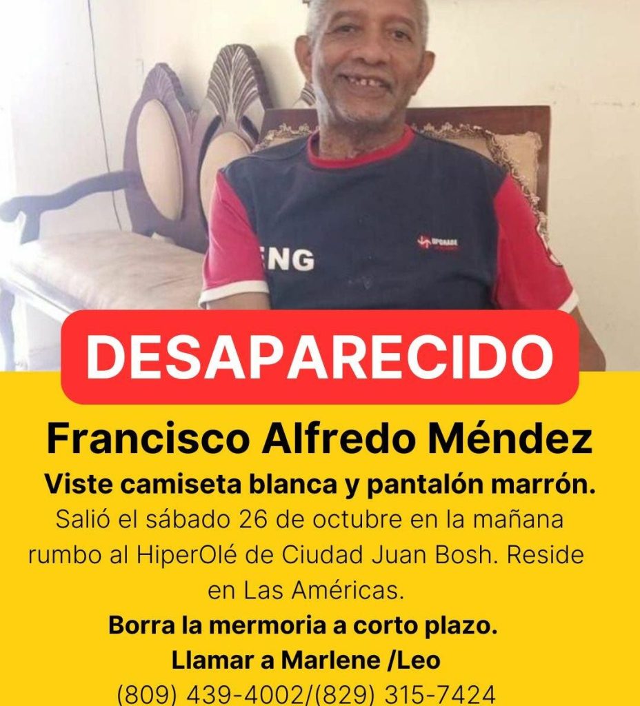 Reportan desaparecido al señor Francisco Alfredo Méndez de 60 años