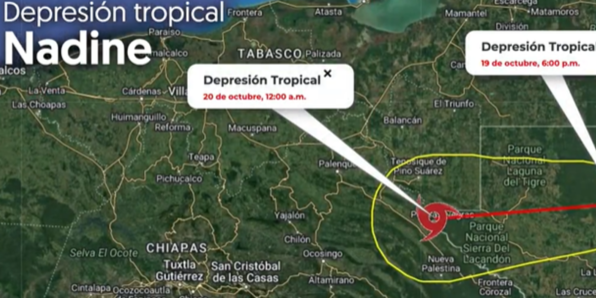 Nadine weakens to a tropical depression but will maintain torrential rains in Yucatan and southeastern Mexico