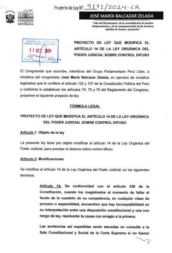 Perú Libre intends to submit judges' decisions: they propose that laws first go through the Constitutional Court