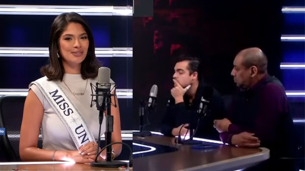 Sheynnis Palacios is confronted by two Mexican television presenters and responds firmly