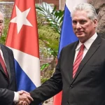 Encuentro en La Habana, Cuba, en febrero pasado, entre Miguel Díaz-Canel y Nikolái Pátrushev, secretario del Consejo de Seguridad de Rusia