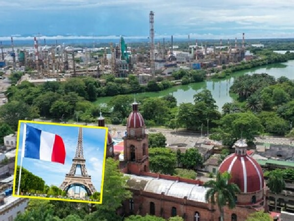 Barrancabermeja y bandera francesa.