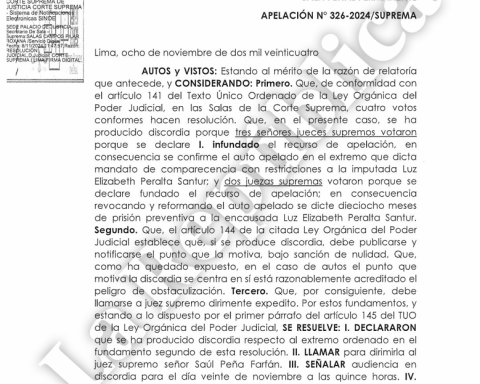 Discord in the vote for preventive detention for Elizabeth Peralta in the Chibolín case: judge Saúl Peña Farfán will decide the fate of the suspended prosecutor