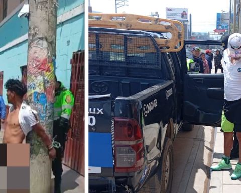 Huancayo: A man who stole a Smartwatch is stripped naked and tied to a post