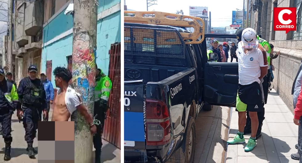 Huancayo: A man who stole a Smartwatch is stripped naked and tied to a post