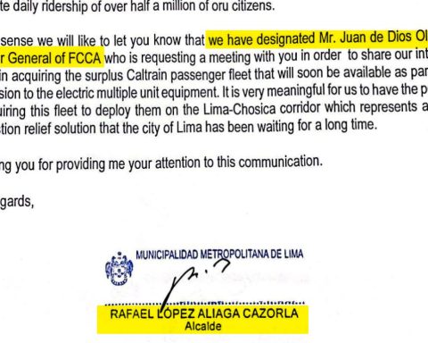 Juan de Dios Olaechea, partner of Rafael López Aliaga, intervened in the donation of US trains.