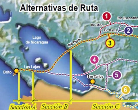 Alternativas de la ruta canalera. En ninguna se contemplaba la que ahora promueve la dictadura.