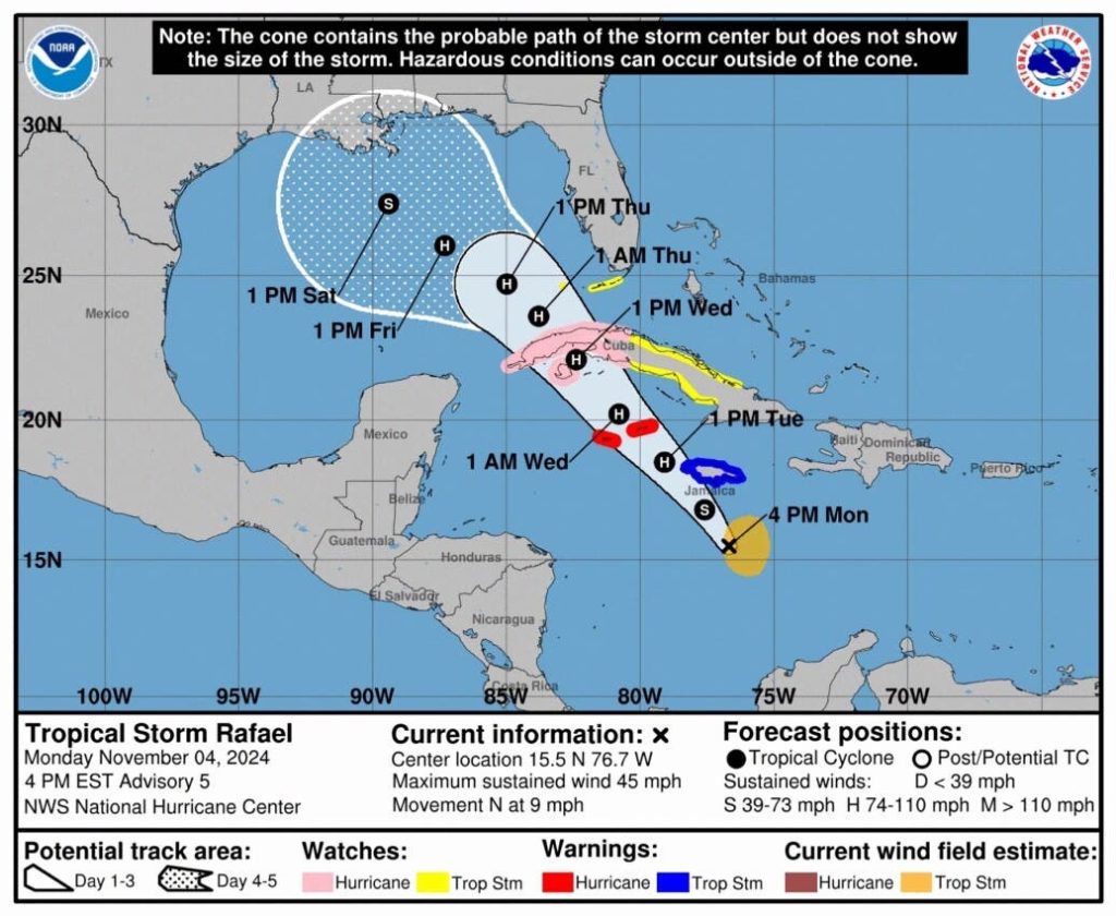 Gobierno se mantiene «muy pendiente» a la evolución de la tormenta tropical Rafael