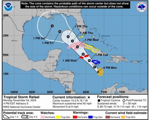 Gobierno se mantiene «muy pendiente» a la evolución de la tormenta tropical Rafael