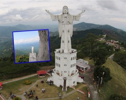 The monument to Cristo Rey in Colombia, where you can climb inside to the top: it is higher than the one in Cali