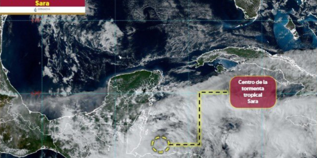 Tropical Storm Sara approaches the Yucatan Peninsula: intense rains are predicted