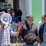 With whip in hand, citizens of Chota force a congressman to march alongside them: "So that you know the square"