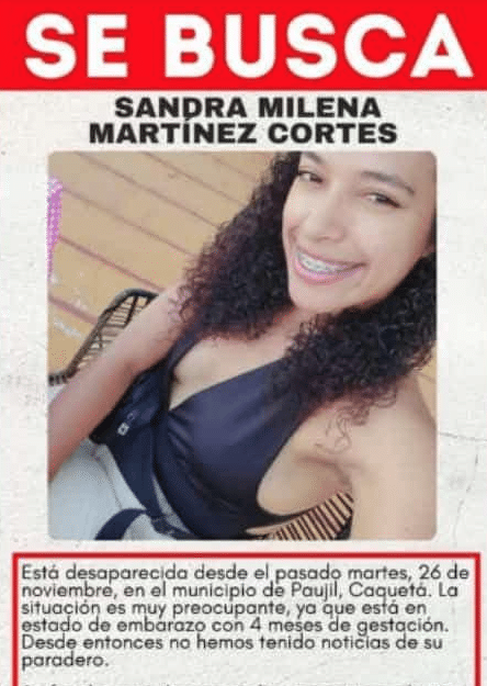 Desperate search for Sandra Martínez, social leader: the pregnant young woman disappeared while attending a medical appointment in Caquetá